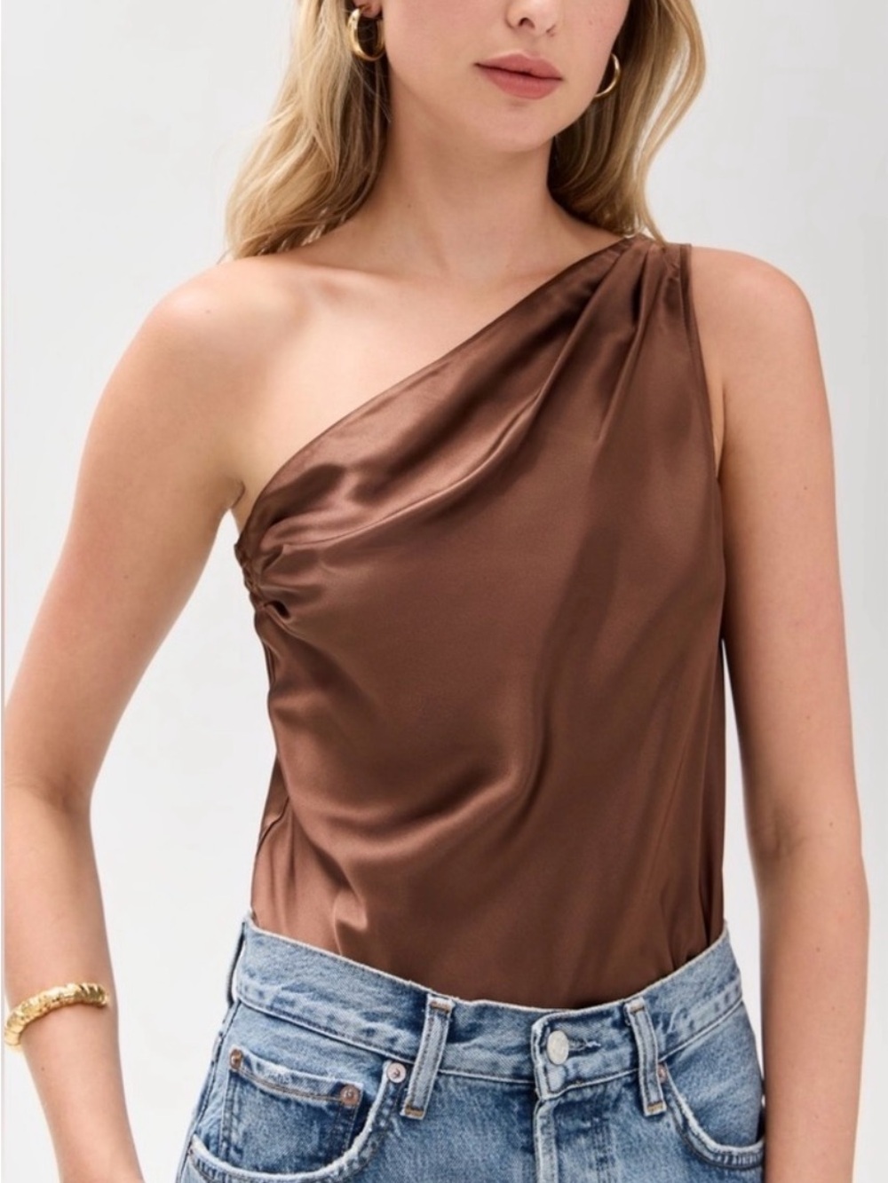 Camo NYC Darby One Shoulder Silk Bodysuit